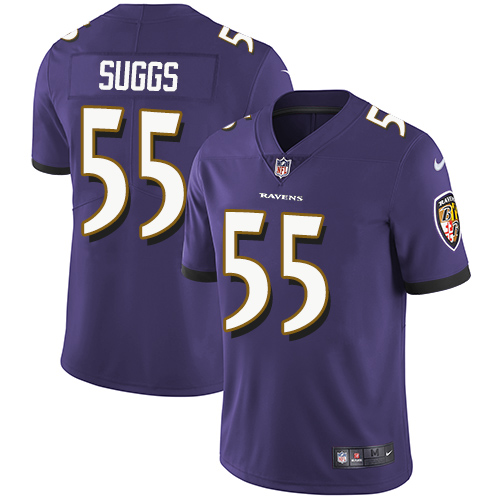 Nike Ravens #55 Terrell Suggs Purple Team Color Men's Stitched NFL Vapor Untouchable Limited Jersey - Click Image to Close